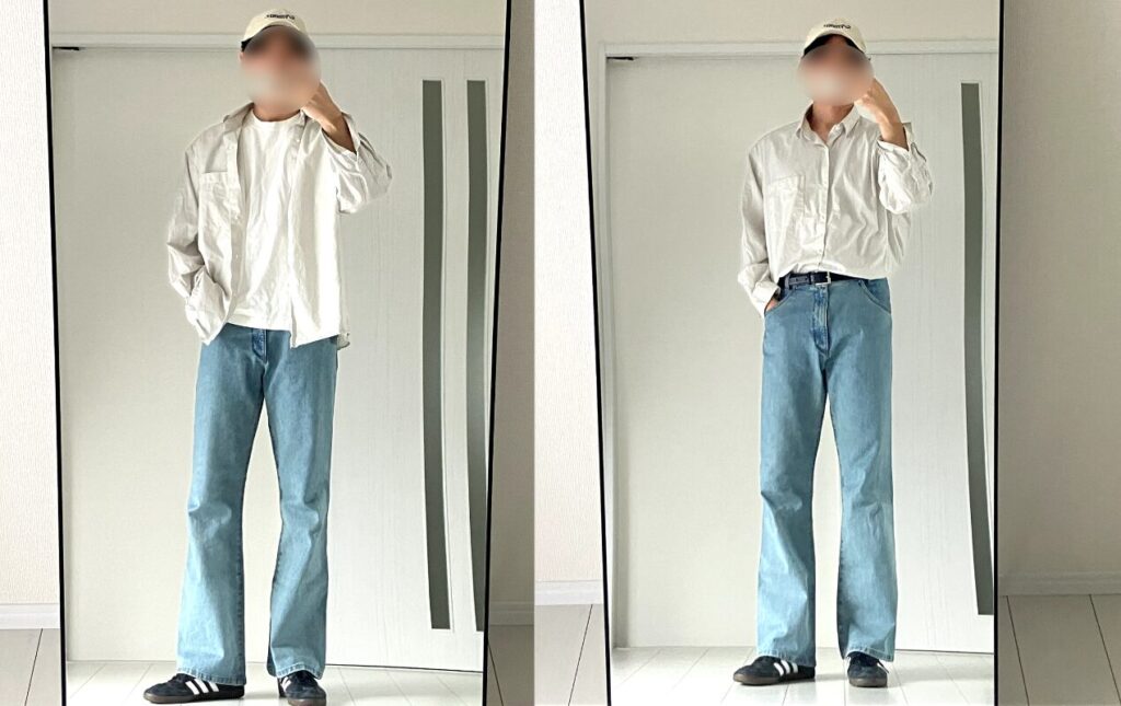 シャツの着方の比較画像